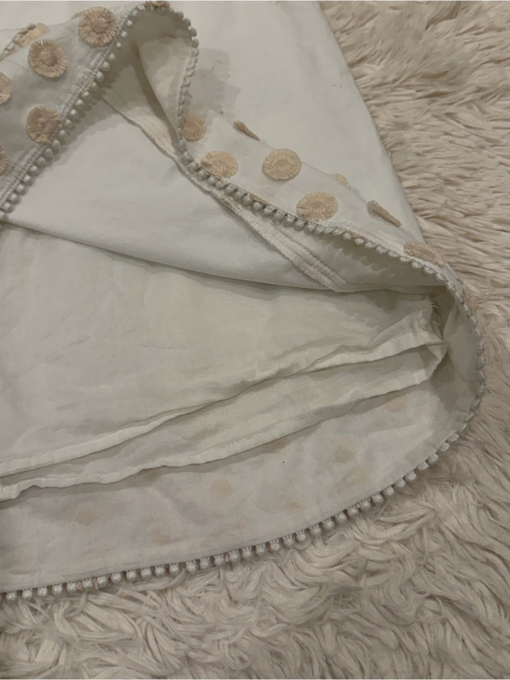 *AS IS* New J. Crew Bell Sleeve Dress Fringe Dot Embroidery 0 Marine Salt Ivory - Picture 7 of 11